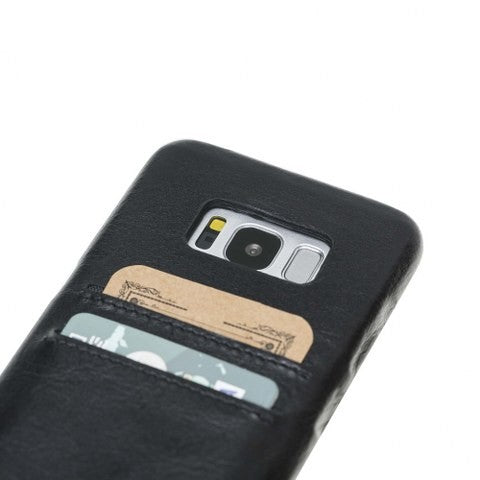 Leder Ultra Cover mit Kreditkartenhalter für Samsung S8 - Schwarz