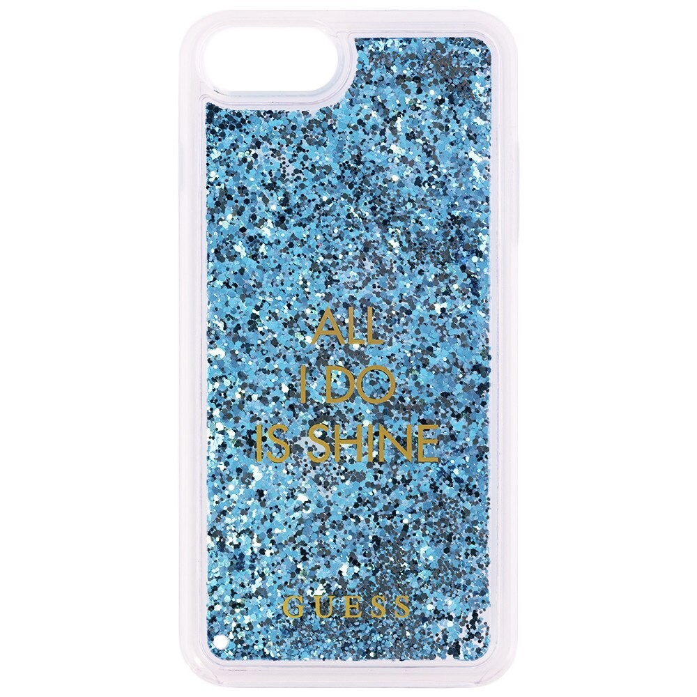 Guess Hart Schutzhülle für Apple iPhone 7 Plus, 8 Plus, glitzer/ Türkis