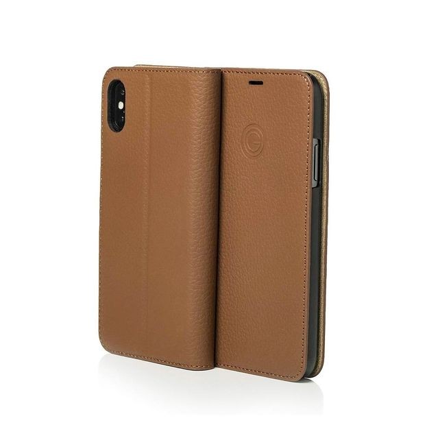 Mike Galeli - iPhone Xs / X Echtleder Book Case Tasche Flip Cover - Braun