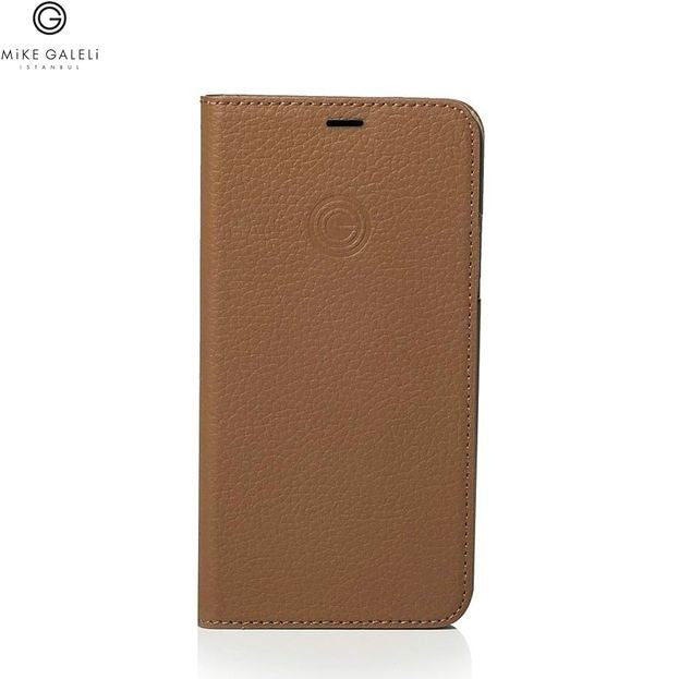 Mike Galeli - iPhone Xs / X Echtleder Book Case Tasche Flip Cover - Braun