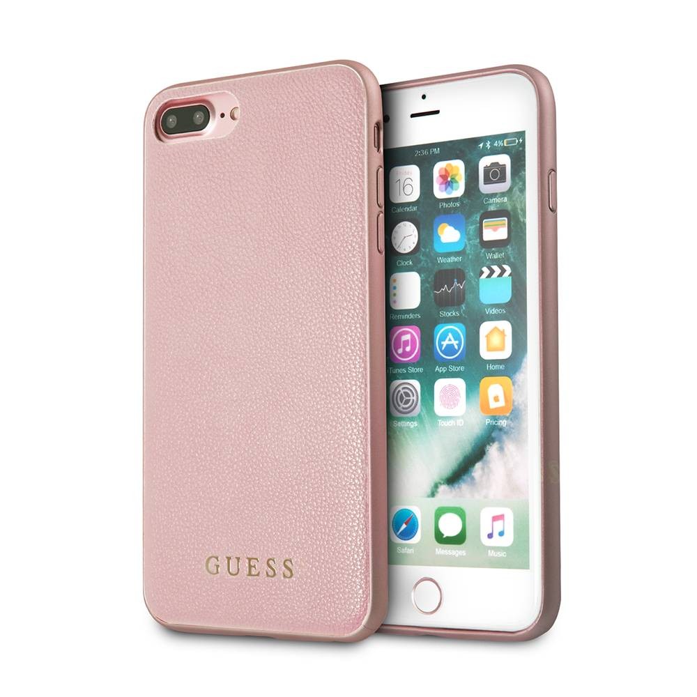 Guess - iPhone 8 Plus / 7 Plus Iridescent Leder Hardcase Hülle Pink