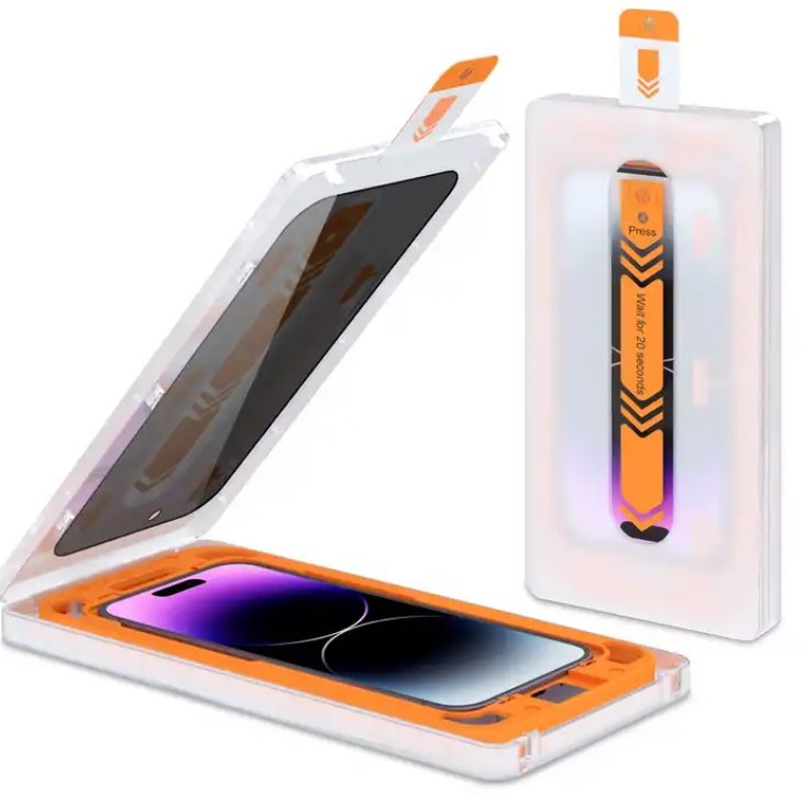 Magic Echt Glas 9H Anti Spy Privacy Panzerglas mit Anbringhilfe für iPhone