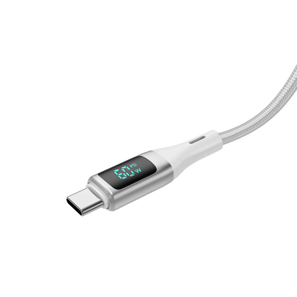 Rixus RXUC29C USB-C auf USB-C Ladekabel mit LED-Display