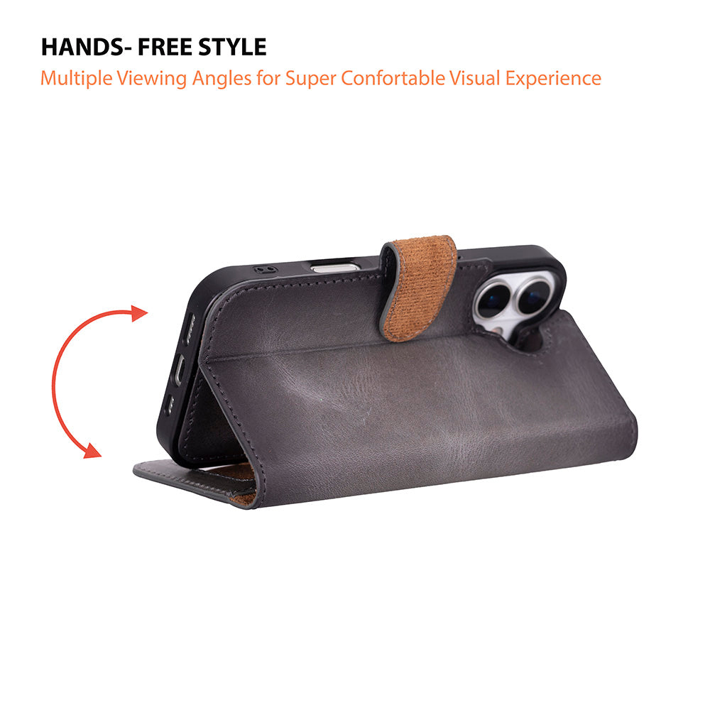 iPhone 17 Magic Wallet Echtleder Geldbörsenhülle