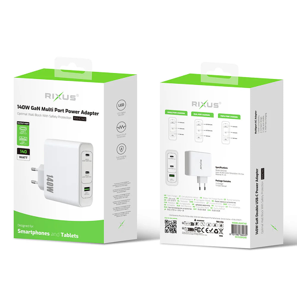 Rixus RXHC140 140W GaN Power Adapter – Weiss