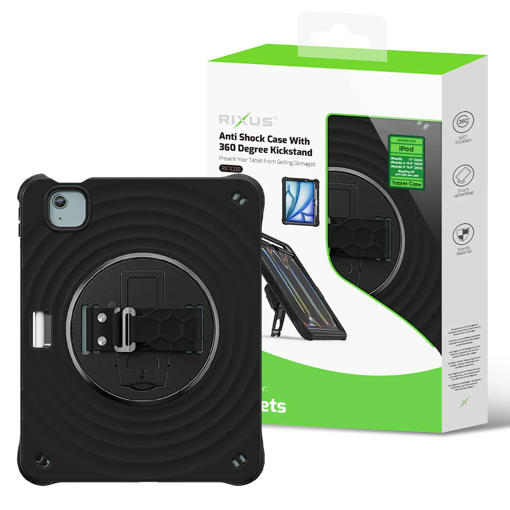 Rixus RXTC08 Anti-Schock Huelle mit 360° Standfuß – Schwarz