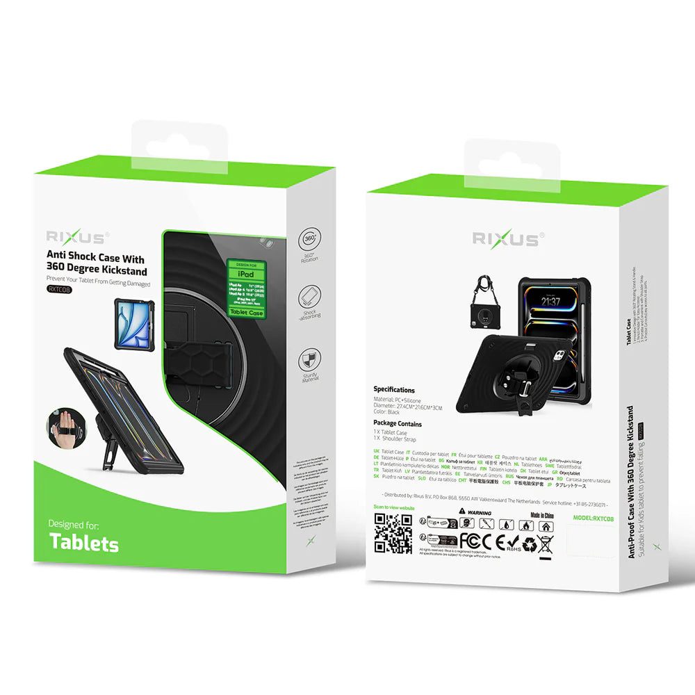 Rixus RXTC08 Anti-Schock Huelle mit 360° Standfuß – Schwarz