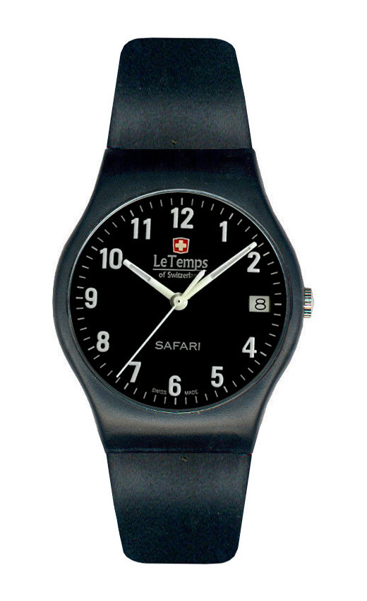Safari Unisex Unisex Uhr mit schwarzem Kunststoffarmband