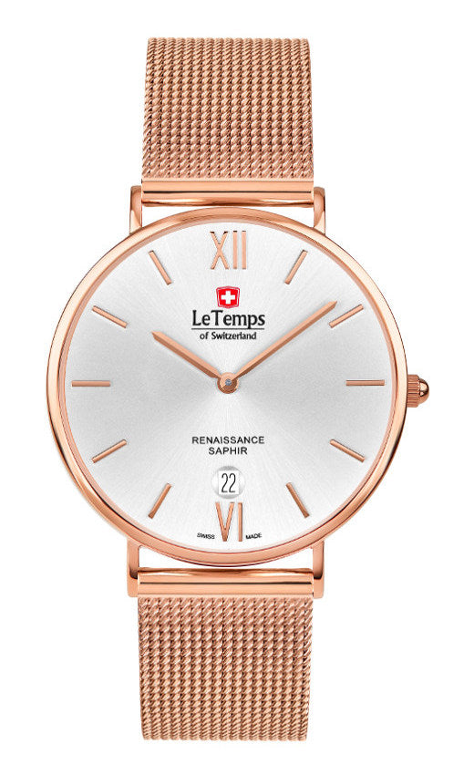 Renaissance Unisex Uhr mit goldenem Milanaisearmband – Saphirglas