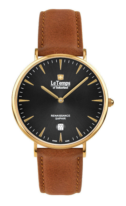 Renaissance Unisex Uhr mit braunem Lederarmband – Saphirglas