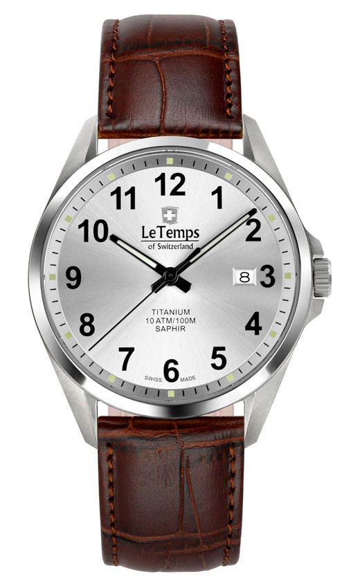 Titanium Gent Herrenuhr mit braunem Lederarmband – Saphirglas