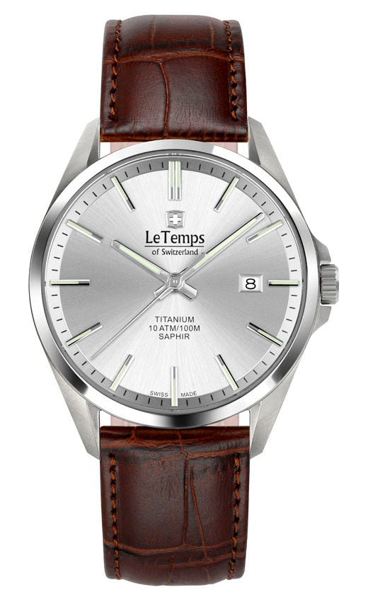 Titanium Gent Herrenuhr mit braunem Lederarmband – Saphirglas