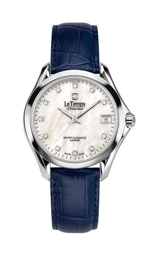 Sport Elegance Lady 33 Damenuhr mit dunkelblauem Lederarmband