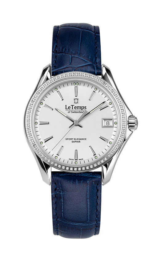 Sport Elegance Lady 33 Damenuhr mit blauem Lederarmband – Saphirglas