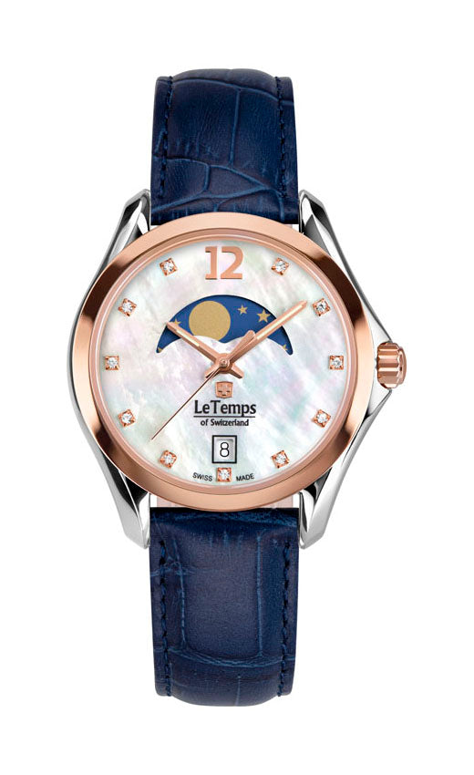 Sport Elegance Lady 33 Damenuhr mit dunkelblauem Lederarmband