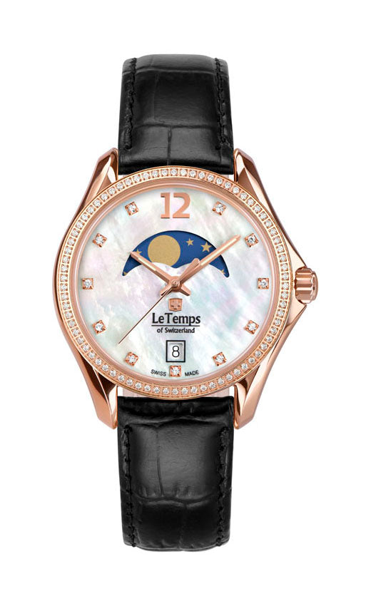 Sport Elegance Lady 33 Damenuhr mit schwarzem Lederarmband – Saphirglas
