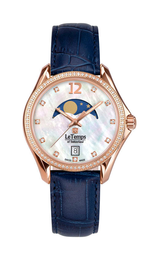 Sport Elegance Lady 33 Damenuhr mit dunkelblauem Lederarmband