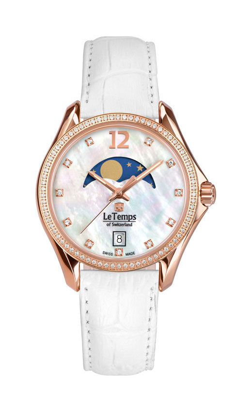 Sport Elegance Lady 33 Damenuhr mit weißem Lederarmband – Saphirglas