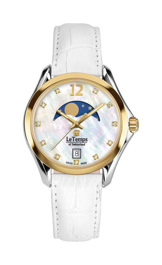 Sport Elegance Lady 33 Damenuhr mit weißem Lederarmband – Saphirglas