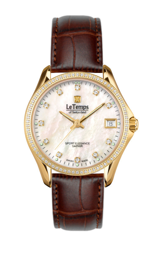 Sport Elegance Lady 33 Damenuhr mit braunem Lederarmband – Saphirglas