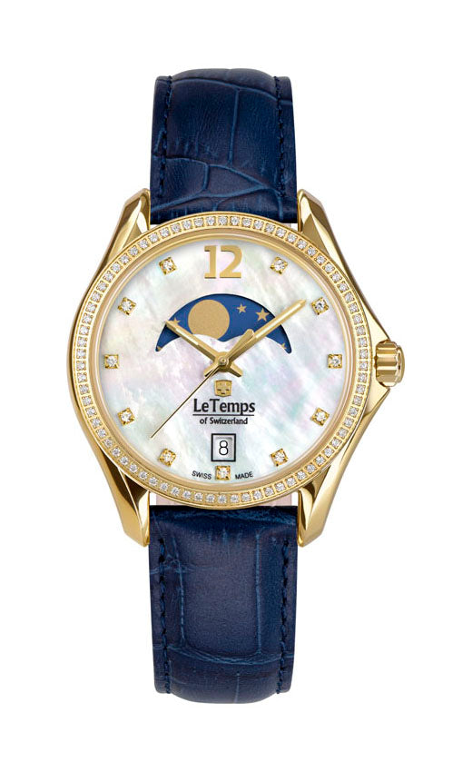 Sport Elegance Lady 33 Damenuhr mit dunkelblauem Lederarmband