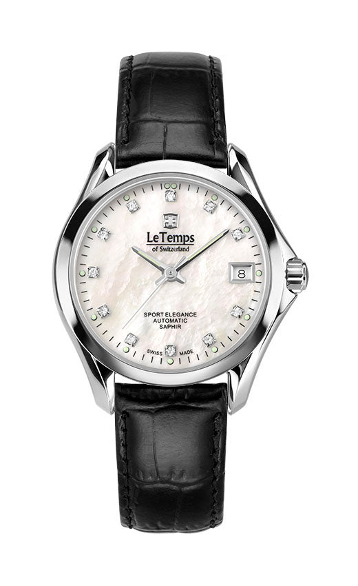 Sport Elegance Lady 33 Automatik Damenuhr mit silbernem Lederarmband