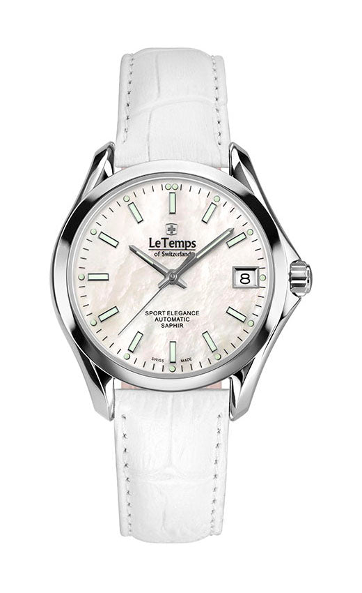 Sport Elegance Lady 33 Automatik Damenuhr mit silbernem Lederarmband