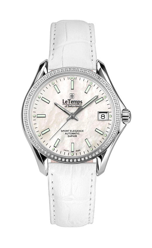 Sport Elegance Lady 33 Automatik Damenuhr mit silbernem Lederarmband
