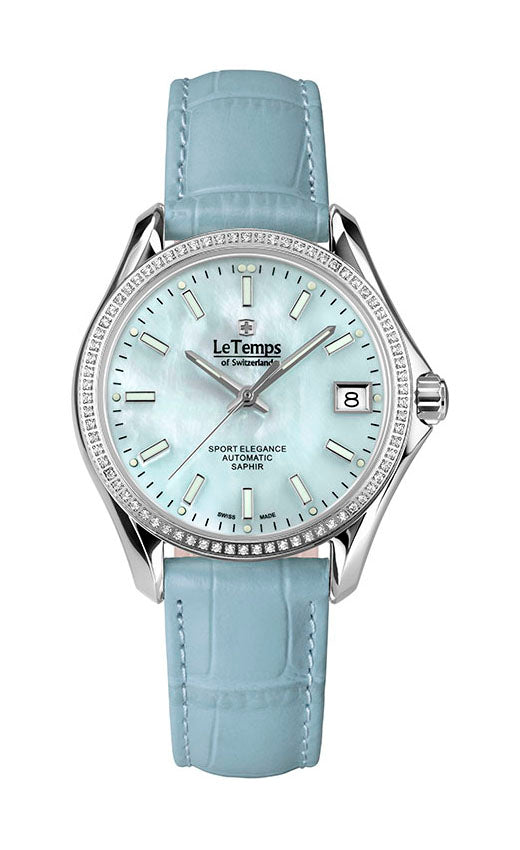Sport Elegance Lady 33 Automatik Damenuhr mit silbernem Lederarmband