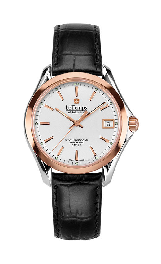 Sport Elegance Lady 33 Automatik Damenuhr mit silbernem Lederarmband