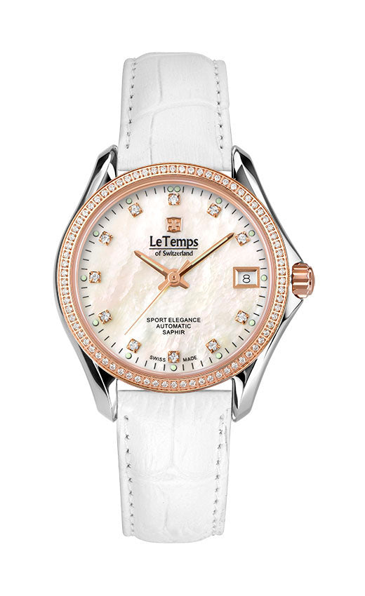 Sport Elegance Lady 33 Automatik Damenuhr mit silbernem Lederarmband