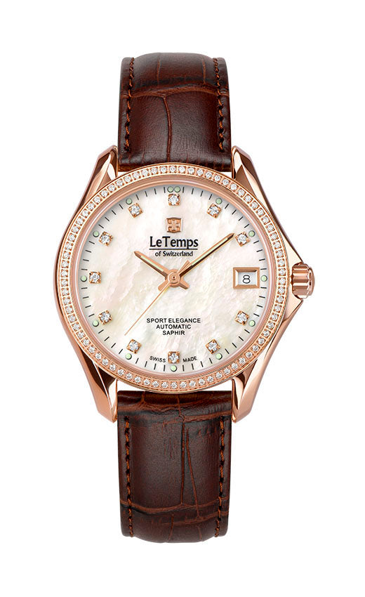 Sport Elegance Lady 33 Automatik Damenuhr mit goldenem Edelstahlarmband