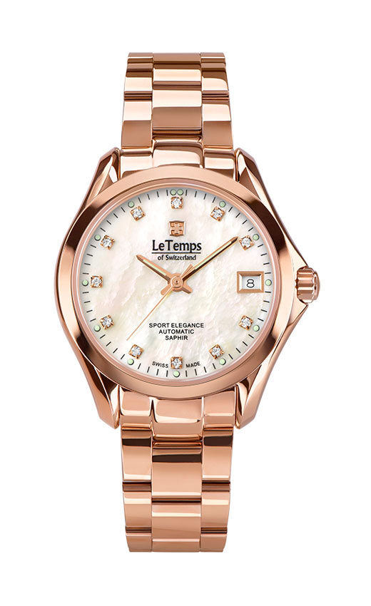 Sport Elegance Lady 33 Automatik Damenuhr mit goldenem Edelstahlarmband