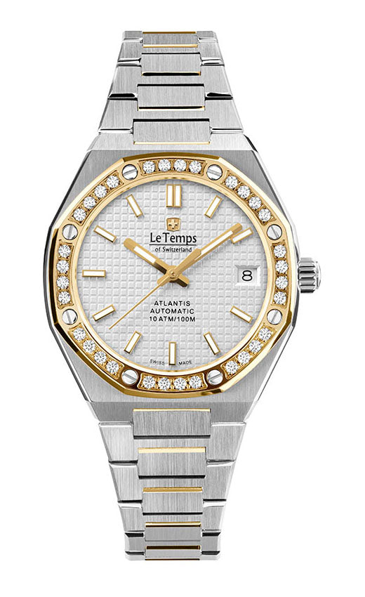 Atlantis Lady Automatik Damenuhr mit vergoldetem Edelstahlarmband
