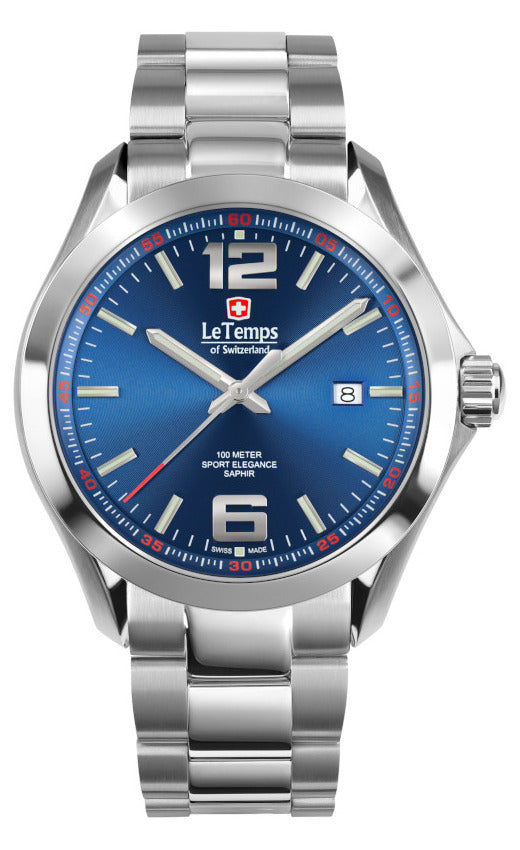 Sport Elegance Gent 43 Herrenuhr mit silbernem Edelstahlarmband