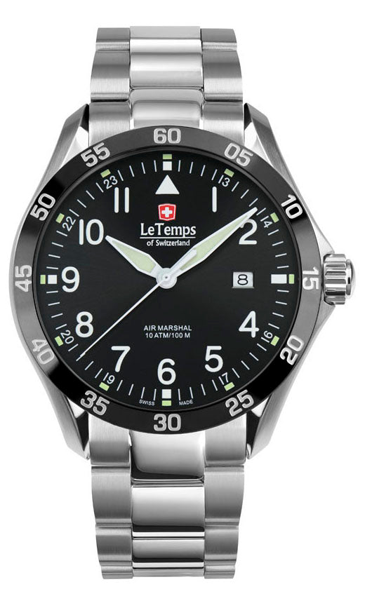 Air Marshal 43 Unisex Uhr mit schwarzem Edelstahlarmband – Saphirglas