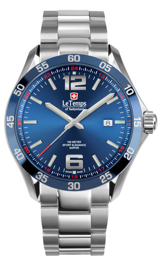 Sport Elegance Gent 43 Herrenuhr mit silbernem Edelstahlarmband