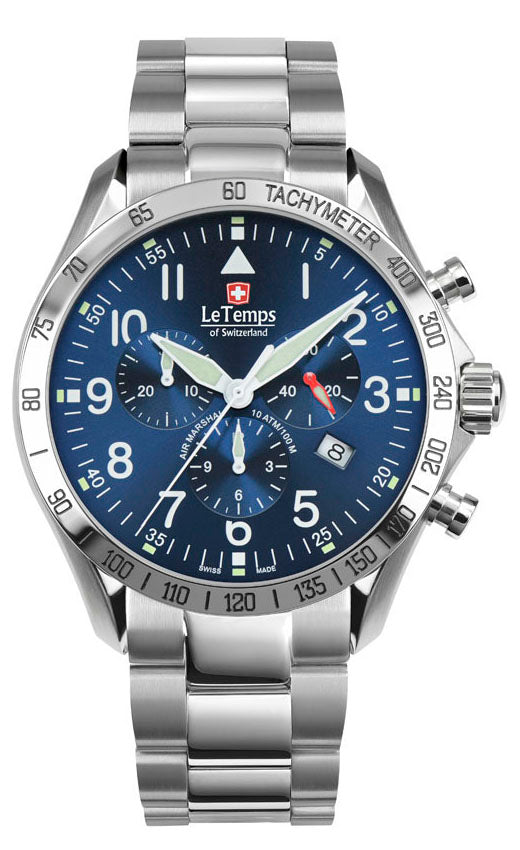 Air Marshal 43 Chronograph Unisex Uhr mit silbernem Edelstahlarmband