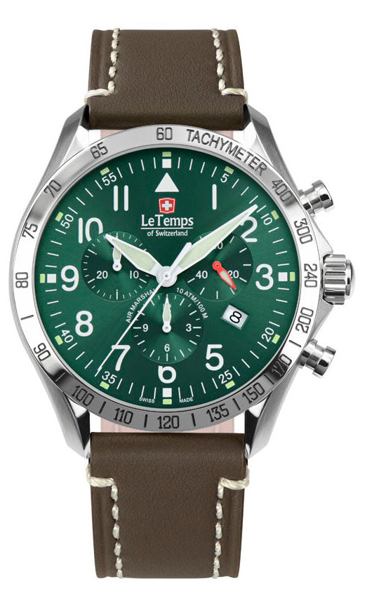Air Marshal 43 Chronograph Unisex Uhr mit weißem Lederarmband
