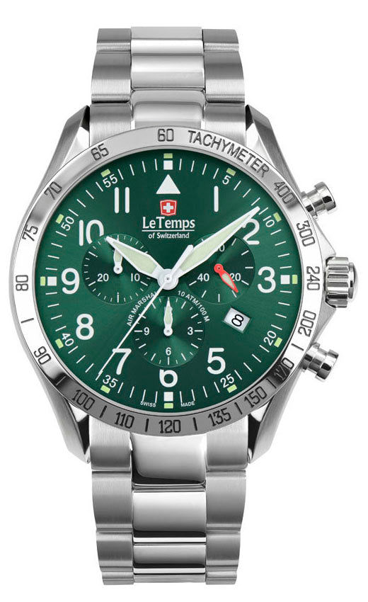 Air Marshal 43 Chronograph Unisex Uhr mit silbernem Edelstahlarmband