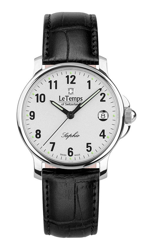 Zafira Unisex Unisex Uhr mit schwarzem Lederarmband – Saphirglas
