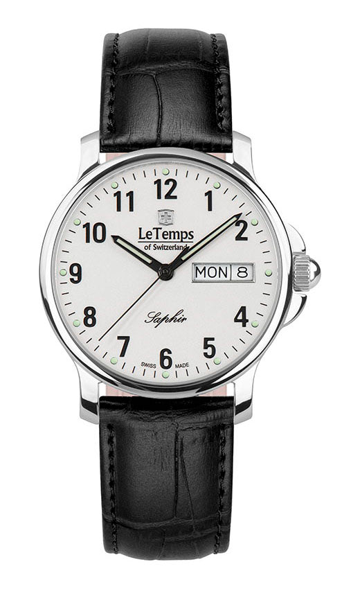 Zafira Unisex Unisex Uhr mit schwarzem Lederarmband – Saphirglas