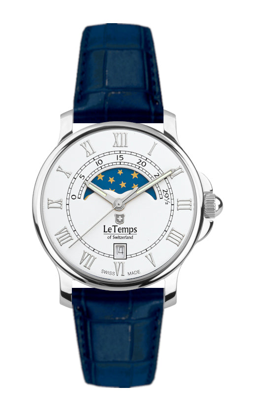 Zafira Unisex Unisex Uhr mit dunkelblauem Lederarmband – Saphirglas