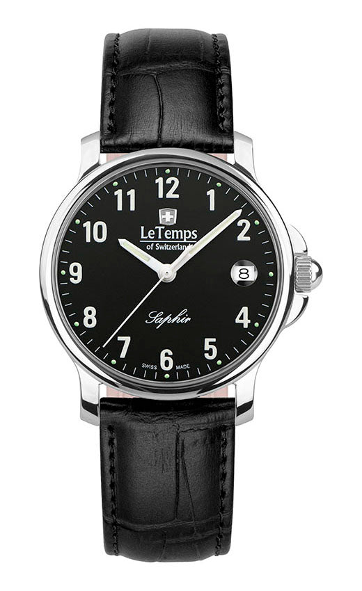 Zafira Unisex Unisex Uhr mit schwarzem Lederarmband – Saphirglas