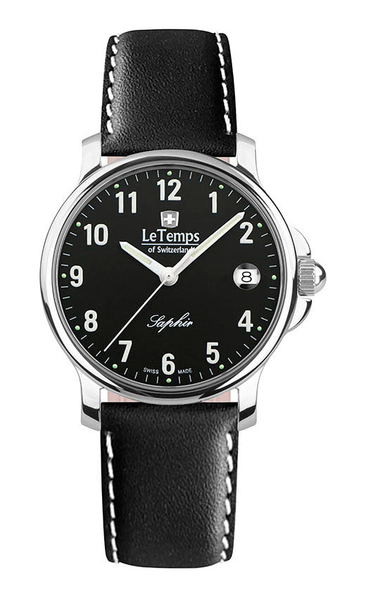 Zafira Unisex Unisex Uhr mit schwarzem Lederarmband – Saphirglas