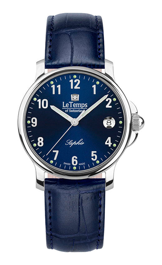 Zafira Unisex Unisex Uhr mit dunkelblauem Lederarmband – Saphirglas