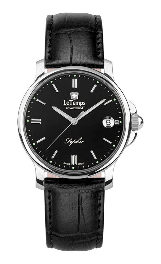 Zafira Unisex Unisex Uhr mit schwarzem Lederarmband – Saphirglas