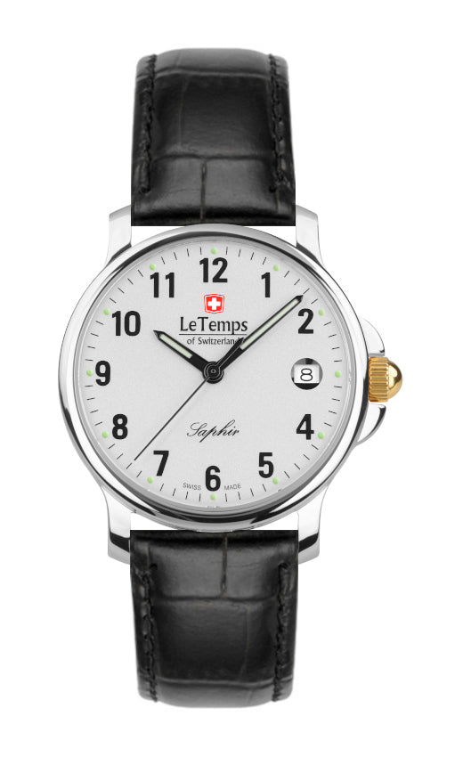 Zafira Unisex Unisex Uhr mit schwarzem Lederarmband – Saphirglas