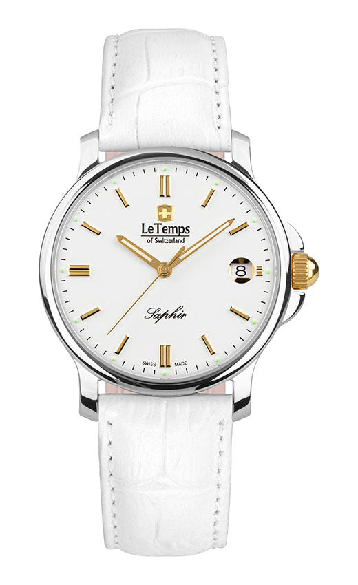 Zafira Unisex Unisex Uhr mit weißem Lederarmband – Saphirglas