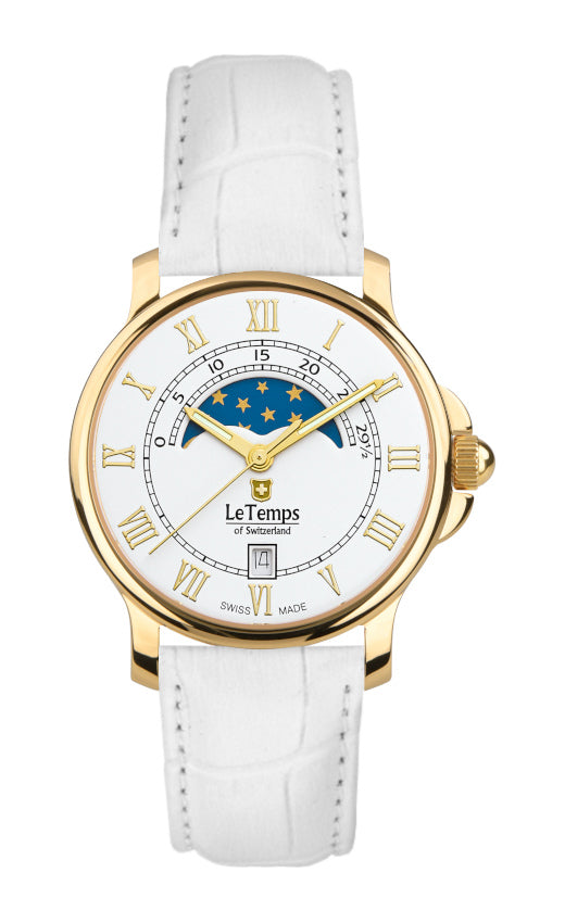 Zafira Unisex Unisex Uhr mit weißem Lederarmband – Saphirglas